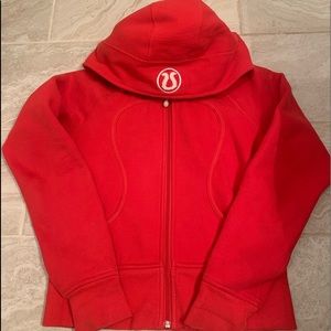 Pop red scuba zip up